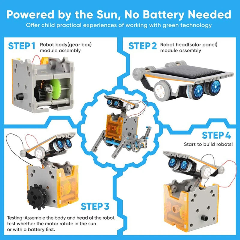 Robot gadget 12 varianten. Zonne-Energie en batterij