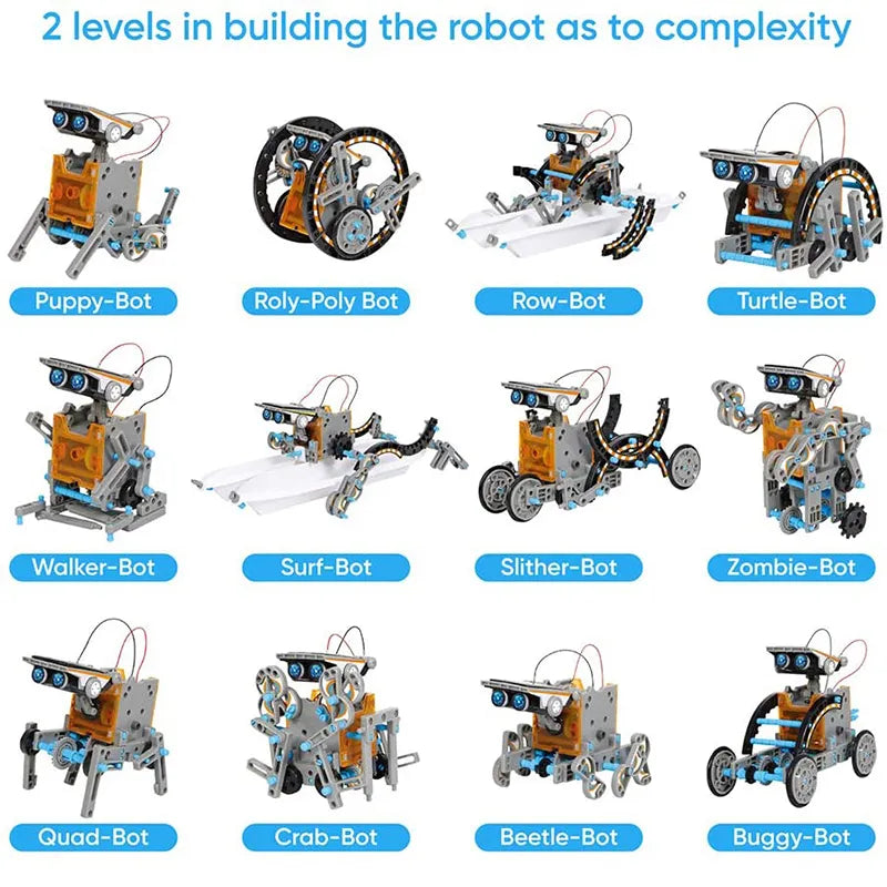 Robot gadget 12 varianten. Zonne-Energie en batterij